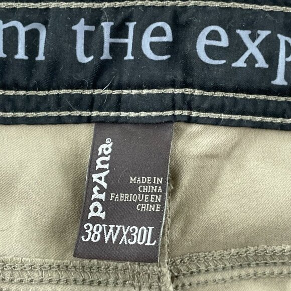 Prana Mens 38WX30L Tan Cargo Pants With Snap Closures & Pockets 5204 - Picture 3 of 9